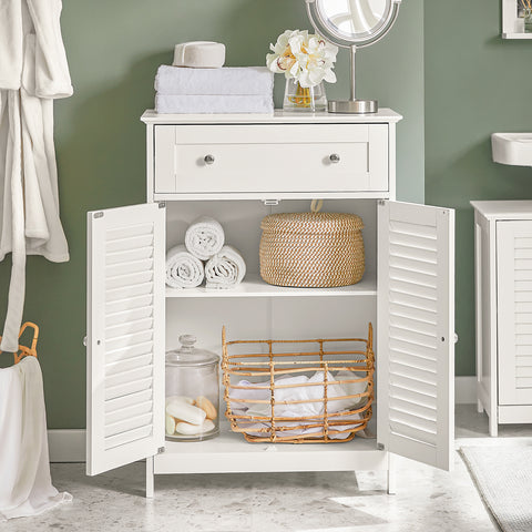 SoBuy FRG238-W Badkamer Dressoir Badkamermeubel Kolomkast Badkamerkast - MDF - Wit