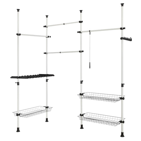 SoBuy FRG38 Kledingrek Klerenrailsysteem Opbergsysteem Wit