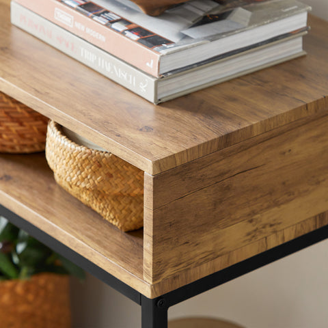 SoBuy FSB41-F Console Tafel - Entreetafel - Bijzettafel ââââ‚?Wandtafel - Haltafel met 2 Opbergvakken - Stalen Frame - Industriële -Hout/Metaal