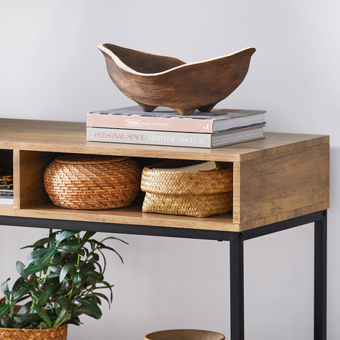 SoBuy FSB41-F Console Tafel - Entreetafel - Bijzettafel ââââ‚?Wandtafel - Haltafel met 2 Opbergvakken - Stalen Frame - Industriële -Hout/Metaal