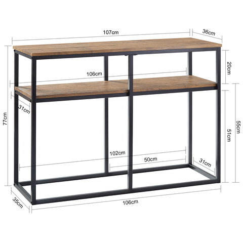 SoBuy FSB42-Q Consoletafel End of Sofa Sideboard Side Table met 2 opbergplanken