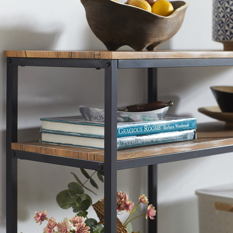 SoBuy FSB42-Q Consoletafel End of Sofa Sideboard Side Table met 2 opbergplanken