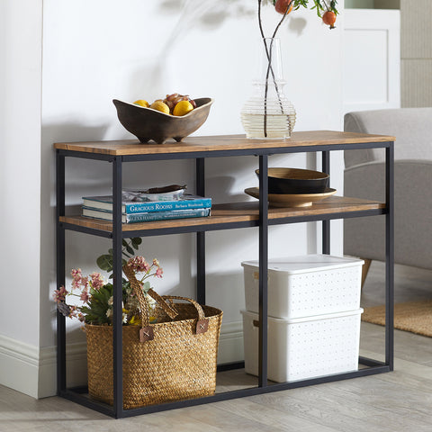 SoBuy FSB42-Q Consoletafel End of Sofa Sideboard Side Table met 2 opbergplanken
