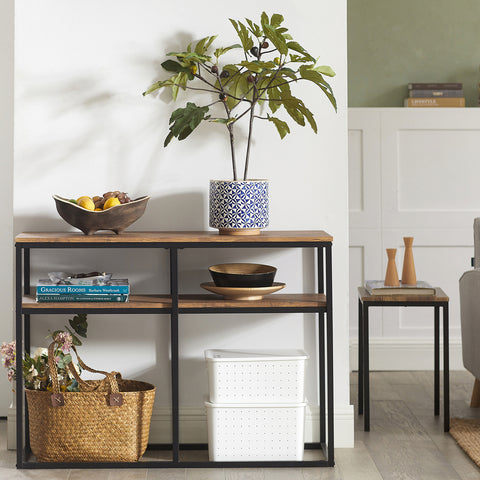 SoBuy FSB42-Q Consoletafel End of Sofa Sideboard Side Table met 2 opbergplanken