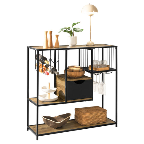 SoBuy FSB56-F Consoletafel Haltafel Bijzettafel Sideboard Bijzettafel met 3 Opbergplanken
