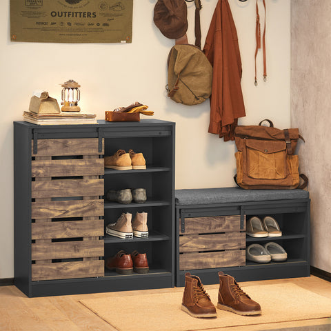 SoBuy FSR120-HG Schoenenopbergkast Schoenenkast Schoenenkist Inkomkast Opbergkast voor schoenen met schuifdeur