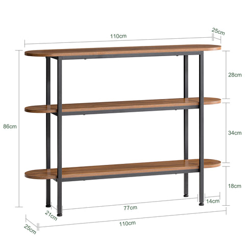 SoBuy FSB67-WS Console Tafel - Entreetafel - Bijzettafel - Wandtafel - Haltafel met 2 Opbergvakken - Stalen Frame