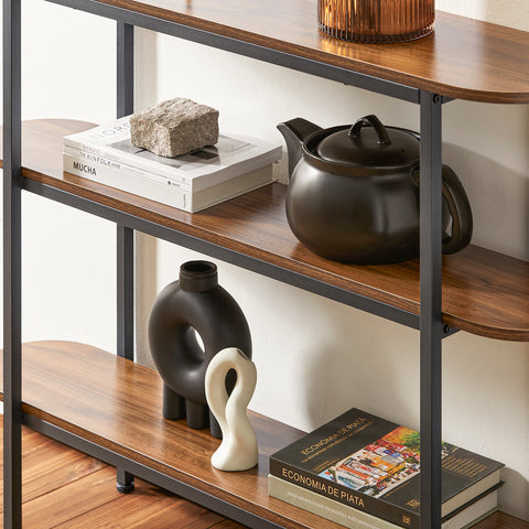 SoBuy FSB67-WS Console Tafel - Entreetafel - Bijzettafel - Wandtafel - Haltafel met 2 Opbergvakken - Stalen Frame