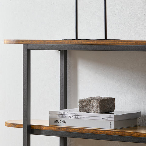 SoBuy FSB67-WS Console Tafel - Entreetafel - Bijzettafel - Wandtafel - Haltafel met 2 Opbergvakken - Stalen Frame