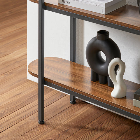 SoBuy FSB67-WS Console Tafel - Entreetafel - Bijzettafel - Wandtafel - Haltafel met 2 Opbergvakken - Stalen Frame