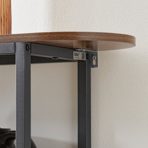 SoBuy FSB67-WS Console Tafel - Entreetafel - Bijzettafel - Wandtafel - Haltafel met 2 Opbergvakken - Stalen Frame
