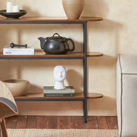 SoBuy FSB67-WS Console Tafel - Entreetafel - Bijzettafel - Wandtafel - Haltafel met 2 Opbergvakken - Stalen Frame