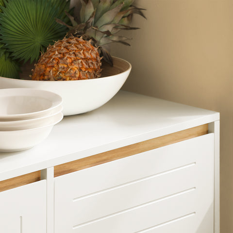 SoBuy FSB75-WN Dressoir, Buffetkast, Keukenkast, Ladekast, Consolekast, Hoekkast, Multifunctionele Kast met 3 Deuren en 2 Lades