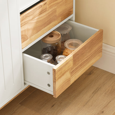 SoBuy FSB75-WN Dressoir, Buffetkast, Keukenkast, Ladekast, Consolekast, Hoekkast, Multifunctionele Kast met 3 Deuren en 2 Lades