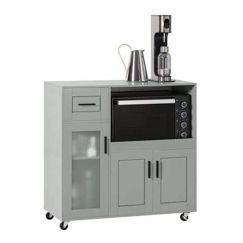 SoBuy FSB78-HG Magnetronkast | Magnetronrek | Ovenkast | Dressoir | Keukenrek Keukenkast met 1 Lade, 1 Compartiment, 3 Deuren