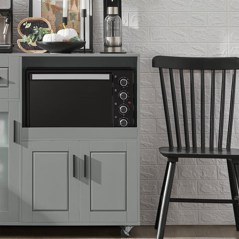 SoBuy FSB78-HG Magnetronkast | Magnetronrek | Ovenkast | Dressoir | Keukenrek Keukenkast met 1 Lade, 1 Compartiment, 3 Deuren