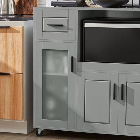SoBuy FSB78-HG Magnetronkast | Magnetronrek | Ovenkast | Dressoir | Keukenrek Keukenkast met 1 Lade, 1 Compartiment, 3 Deuren
