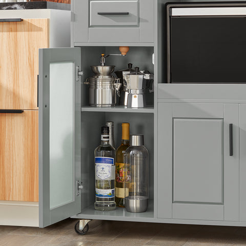 SoBuy FSB78-HG Magnetronkast | Magnetronrek | Ovenkast | Dressoir | Keukenrek Keukenkast met 1 Lade, 1 Compartiment, 3 Deuren