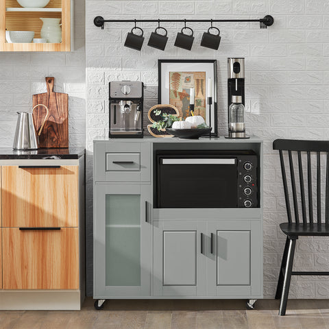SoBuy FSB78-HG Magnetronkast | Magnetronrek | Ovenkast | Dressoir | Keukenrek Keukenkast met 1 Lade, 1 Compartiment, 3 Deuren