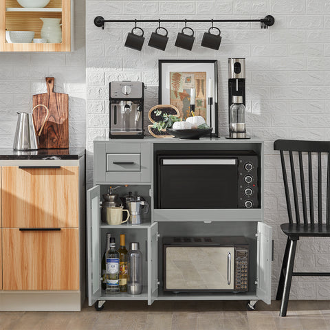 SoBuy FSB78-HG Magnetronkast | Magnetronrek | Ovenkast | Dressoir | Keukenrek Keukenkast met 1 Lade, 1 Compartiment, 3 Deuren