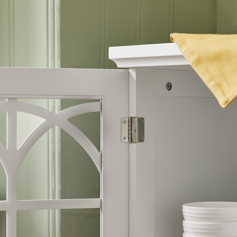 SoBuy FSB79-W Dressoir Ladekast Keukenkast met 2 Glazen Deuren, 2 Lades en 2 Planken, Opbergkast