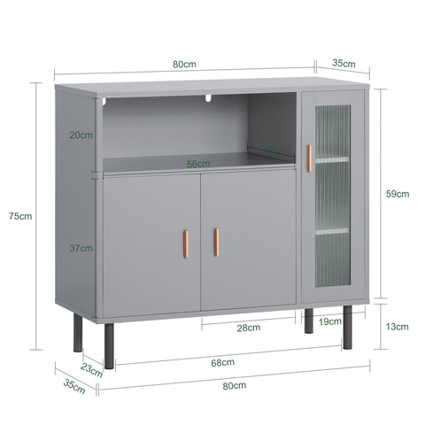 SoBuy FSB82-HG Eetkamer Dressoir - Keukenkast - Schoenenkast - Schoenenkist - Inkomkast - Opbergkast met 1 Compartiment 2 Deuren