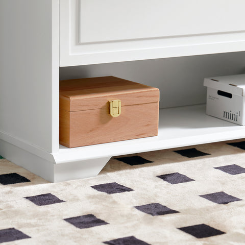 SoBuy FSR104-W Schoenenkast hout, Schoenenrek, Schoenen Opbergkast, Schoenencommode, met 2 Kleppen, 2 Lades, 1 Deur en 1 Open Compartiment