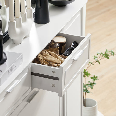 SoBuy FSR104-W Schoenenkast hout, Schoenenrek, Schoenen Opbergkast, Schoenencommode, met 2 Kleppen, 2 Lades, 1 Deur en 1 Open Compartiment