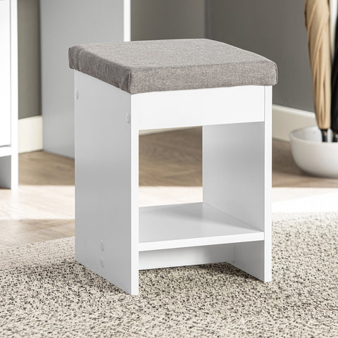 SoBuy FSR107-W Schoenenopbergkast Schoenenkast 3-bladige schoenenkist Hal Opbergkist voor schoenen met schoenenkruk