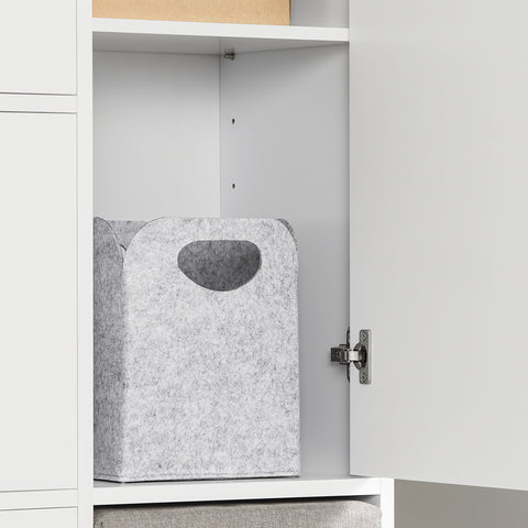 SoBuy FSR107-W Schoenenopbergkast Schoenenkast 3-bladige schoenenkist Hal Opbergkist voor schoenen met schoenenkruk