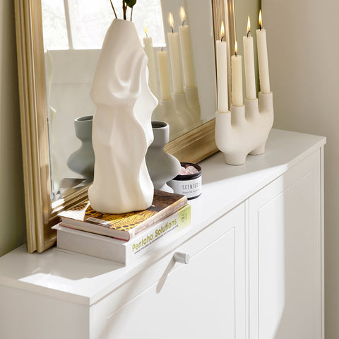 SoBuy FSR114-W Schoenenkast, Schoenenrek, Opbergkast, met 2 Kleppen, 1 Deur en 1 Open Compartiment, perfect voor smalle gangen, woonkamer, slaapkamer