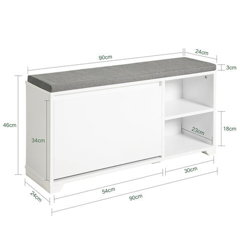 SoBuy FSR119-W Shoe Rekken Schoenbank met zitkussen Borstbank Zitbank met opbergruimte Garderobebank halenbank Schoenkist Zitcommode