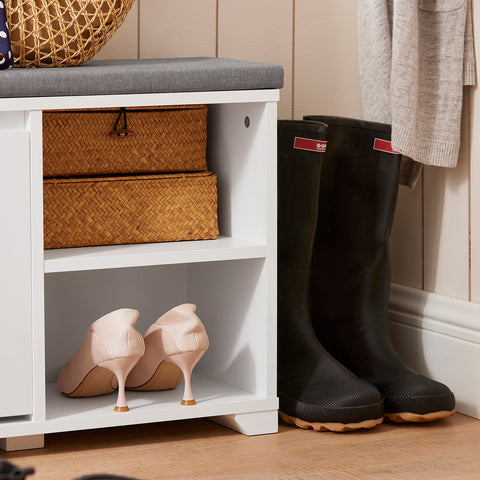 SoBuy FSR119-W Shoe Rekken Schoenbank met zitkussen Borstbank Zitbank met opbergruimte Garderobebank halenbank Schoenkist Zitcommode