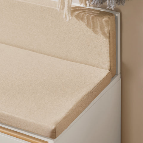 SoBuy FSR128-W Schoenenbank met Opbergruimte, Schoenenkast met Deuren, Planken, Kussen en Lade, Schoenencommode