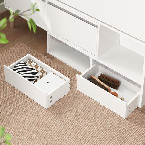 SoBuy FSR134-W Schoenenkast, Schoenen Opbergkast, Schoenenrek, Schoenencommode Hout met 1 Verrijdbaar Schoenenbank, Schoenkist