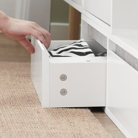 SoBuy FSR134-W Schoenenkast, Schoenen Opbergkast, Schoenenrek, Schoenencommode Hout met 1 Verrijdbaar Schoenenbank, Schoenkist