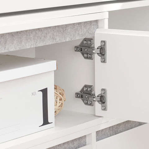 SoBuy FSR134-W Schoenenkast, Schoenen Opbergkast, Schoenenrek, Schoenencommode Hout met 1 Verrijdbaar Schoenenbank, Schoenkist