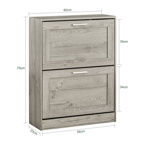 SoBuy FSR137-HG schoenenrek schoenenkast met 2 kleppen schoenenrek smal schoenencommode
