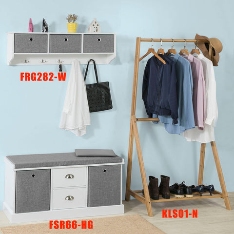 SoBuy FSR66-HG Schoenenbank Schoenenkast Schoenenrek Opbergruimte Ladekast met Zitkussen