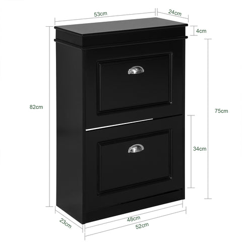 SoBuy FSR78-SCH Schoenenkast met 2 Kleppen Schoenenrek Schoenenkipper Schuhkipper met 4 Planken Zart