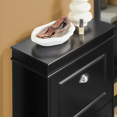 SoBuy FSR78-SCH Schoenenkast met 2 Kleppen Schoenenrek Schoenenkipper Schuhkipper met 4 Planken Zart