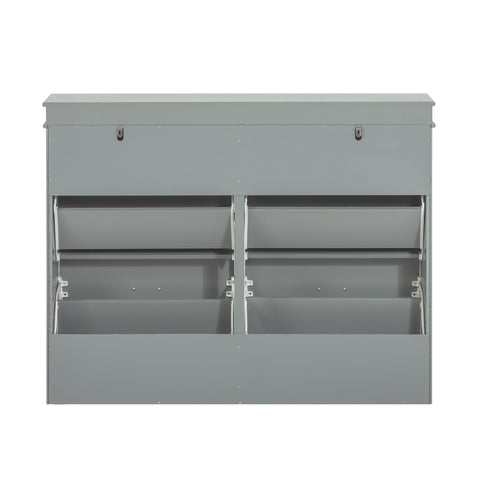 SoBuy FSR79-HG Schoenenkast met 4 Kleppen Schoenenrek Schoenenkipper met 8 Planken - Grijs