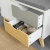 SoBuy FSR92-W Opbergbank Gangkast Comfortabele bank met gewatteerd kussen, 2 lades en 1 deur