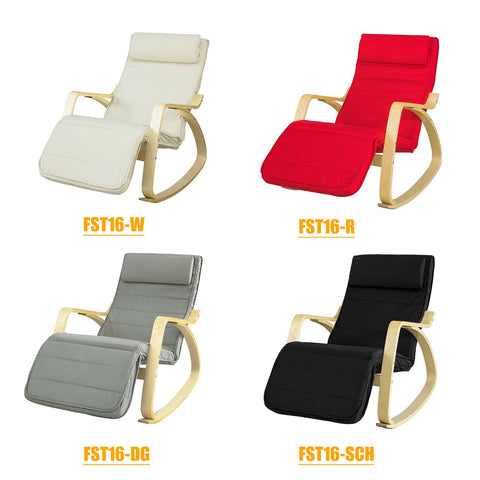 SoBuy FST16-R Schommelstoel met Verstelbare Voetensteun Relaxfauteuil Verstelbaar Trendy
