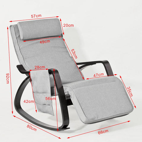 SoBuy FST20-HG Schommelstoel Relaxfauteuil Comfortabel Verstelbaar