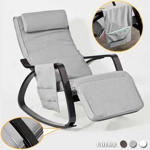 SoBuy FST20-HG Schommelstoel Relaxfauteuil Comfortabel Verstelbaar