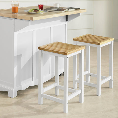 SoBuy FST29-WNx2 Set van 2 Stoelen Houten Stoel Eetkamerstoel Keukenstoel Kruk
