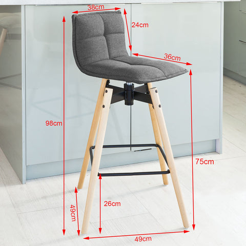 SoBuy FST45-DG Barkruk | Bar stoel | draaibaar | Donkergrijs |