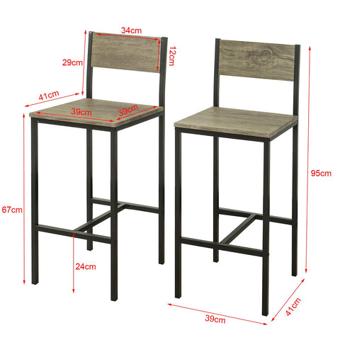 SoBuy FST53x2 Set van 2 Barkrukken Werkkrukken Barkruk met rugleuning