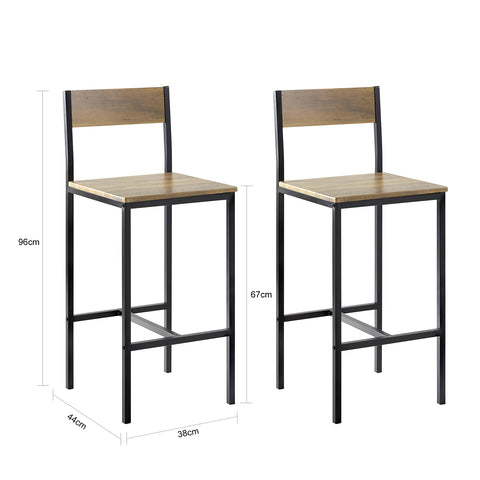 SoBuy FST53-XLx2 Set van 2 Stoelen Barkrukken Keuken Barstoelen, met Voetensteun